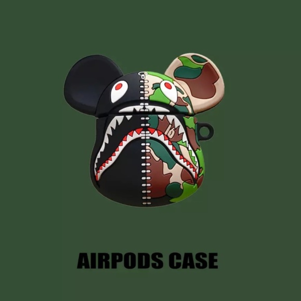 Bape Shark Camo Silicone Cover For AirPods…